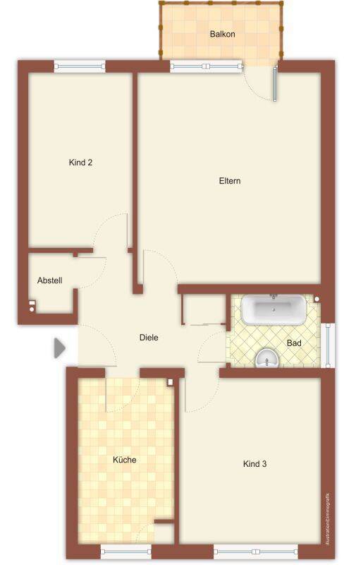 Wohnen in ruhiger Lage von Rheindahlen! Helle 3 Zimmer Wohnung mit Balkon – Mönchengladbach – Vorschaubild 3