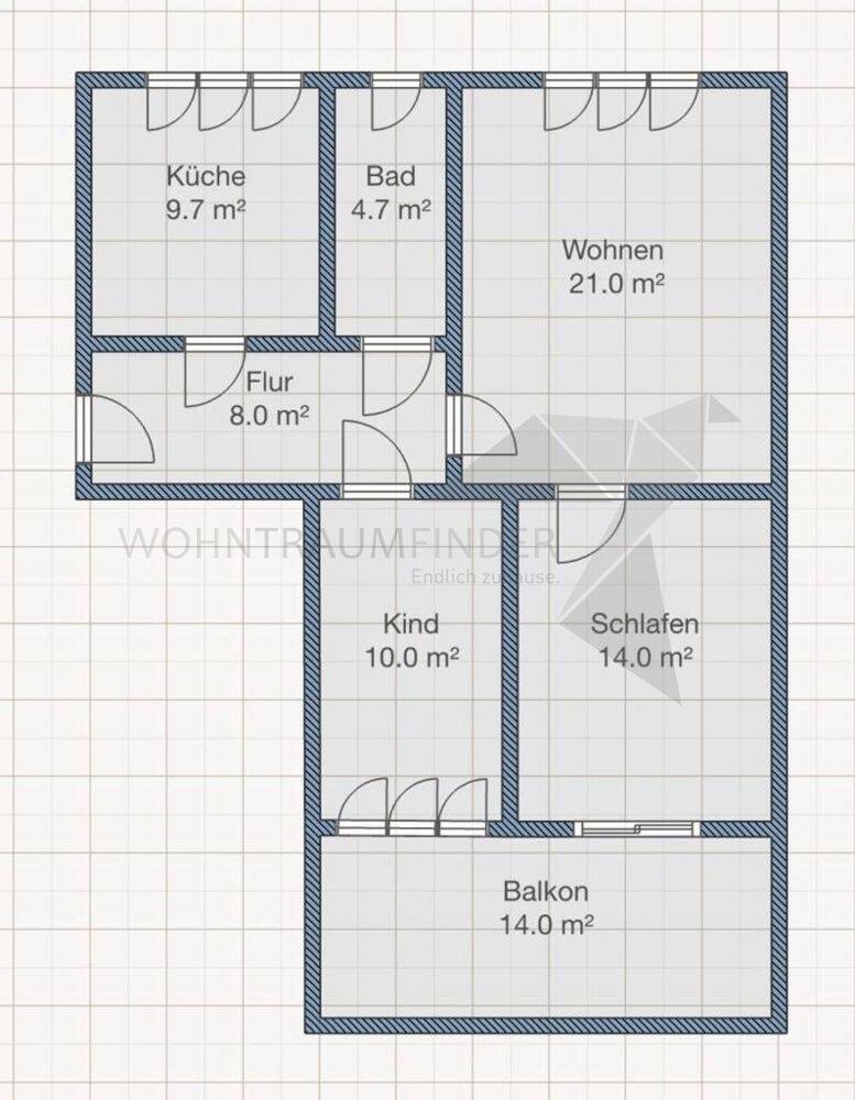 Helle, großzügige 3 Raum Wohnung mit XXL-Balkon und Tageslichtbad im Lutherviertel – Chemnitz – Vorschaubild 2
