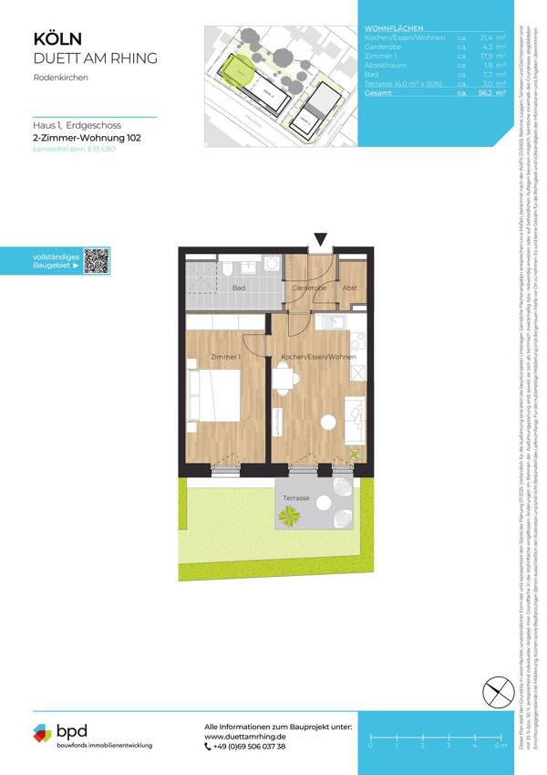 Erdgeschosswohnung in 50996 Köln mit 56,2 m² kaufen