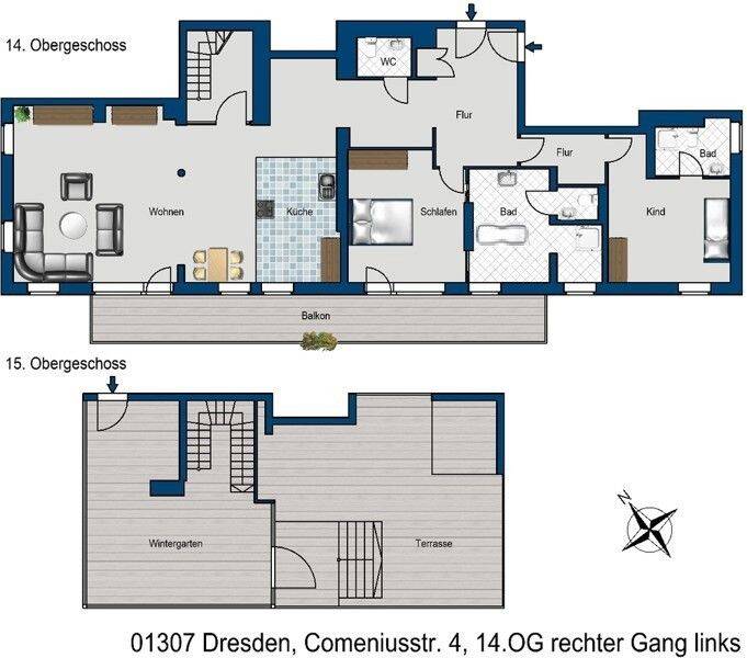 Atemberaubendes Penthouse mit 360°-Panoramablick, weitläufigem Wohnambiente + drei exclusive Bäder!* – Dresden – Vorschaubild 2